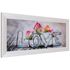 Set of 3 pictures framed art print white rose greyblue 2