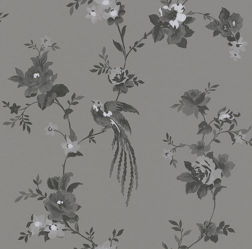 Non-woven wallpaper flowers grey anthracite Rasch 440645
