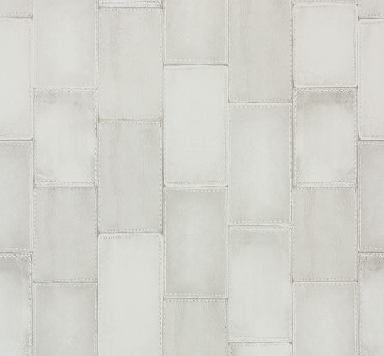 Non-woven wallpaper leather optic cream white Rasch Wild