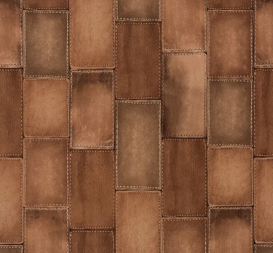 Non-woven wallpaper leather optic copper Rasch Wild 475845