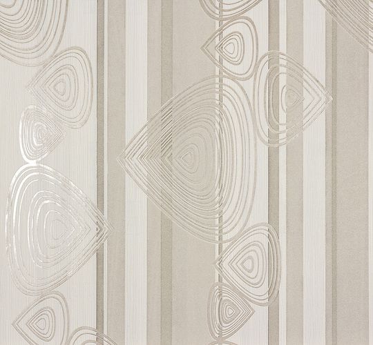 Non-woven wallpaper white grey graphic At Home Marburg 56910