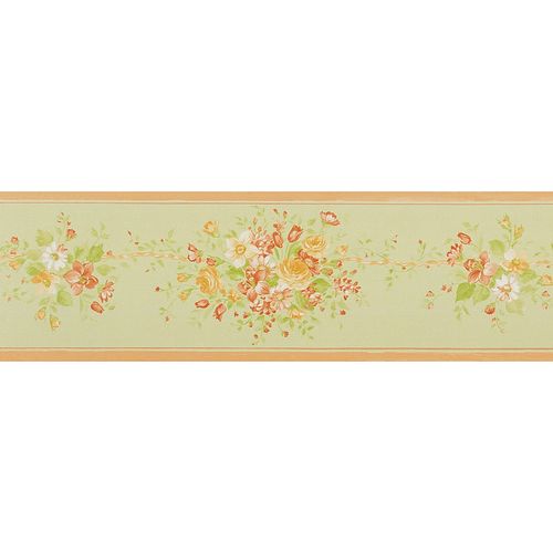 Border green orange flowers Rasch Textil 294940