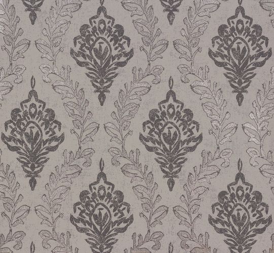 Non-woven wallpaper beige silver baroque Visio Erismann 6949-15