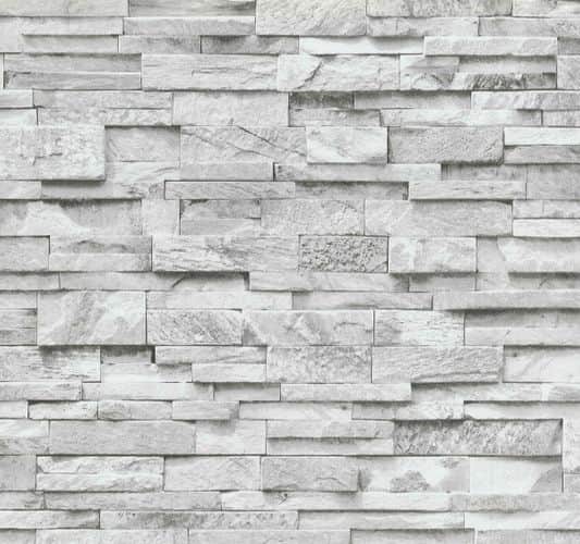 Wallpaper grey white stone wall 3D PS 02363-30