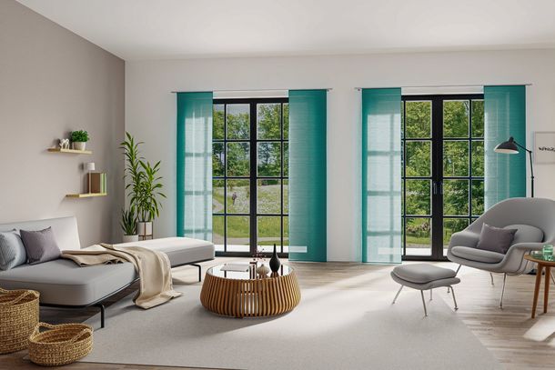 Curtain turquoise semi-transparent 60x245 5840-24