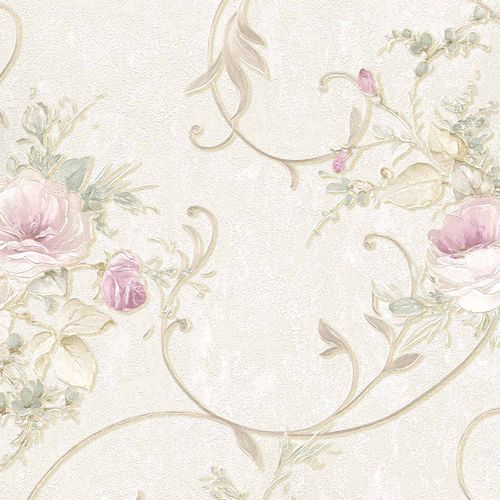 Non-woven wallpaper floral baroque beige gold 30420-2