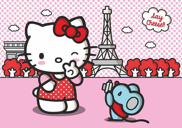 Photo wallpaper XXL Hello Kitty Paris kids girls rose 360x254 cm FTS 1325