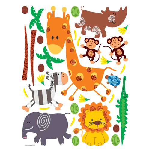 Wall Sticker Decoration Kids Animal Zoo 65x85cm