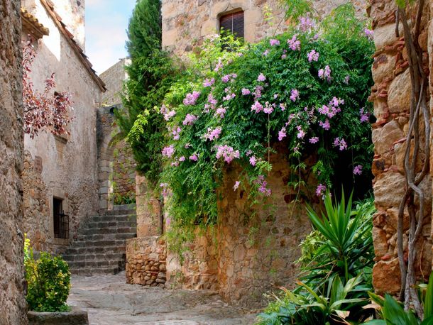Photo wallpaper spain alley patio nature | paper non woven Des-14
