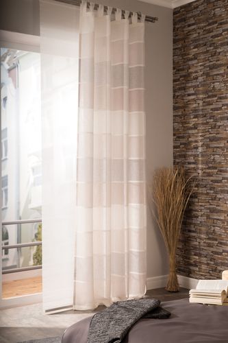 Room picture Loop Curtain Stripes Drape Homing non-transparent 140x255cm beige grey 5873-08