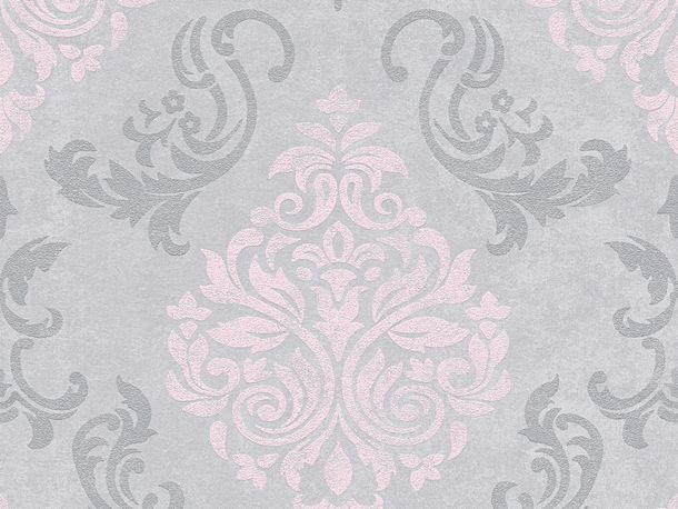 Wallpaper baroque glitter AS Creation grey rose 95372-6