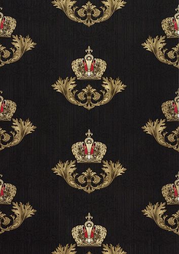 Article Wallpaper Harald Glööckler baroque crown black Metallic 54854
