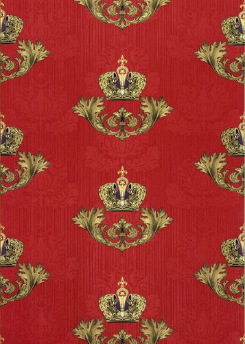 Wallpaper Harald Glööckler baroque crown red Metallic 54856