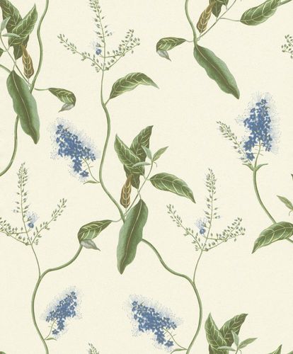 Wallpaper Rasch Passepartout leaves floral nature white blue 605730