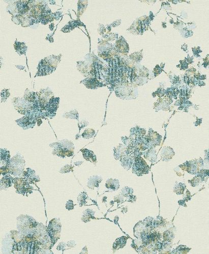 Wallpaper flowers petrol cream white Erismann Sevilla 5988-08