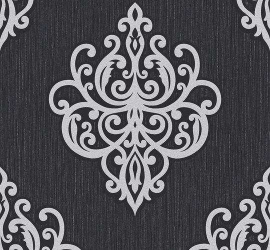 Wallpaper glitter baroque black grey P+S Opal 02491-10