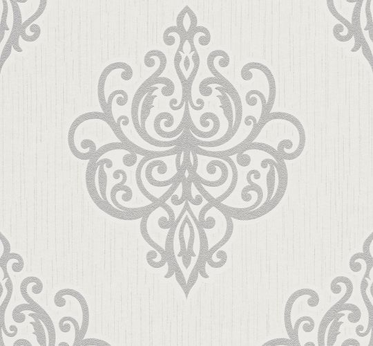 Wallpaper glitter baroque white greyP+S Opal 02491-30