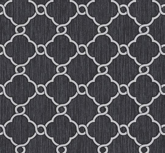 Wallpaper glitter ornaments black grey P+S Opal 02493-10