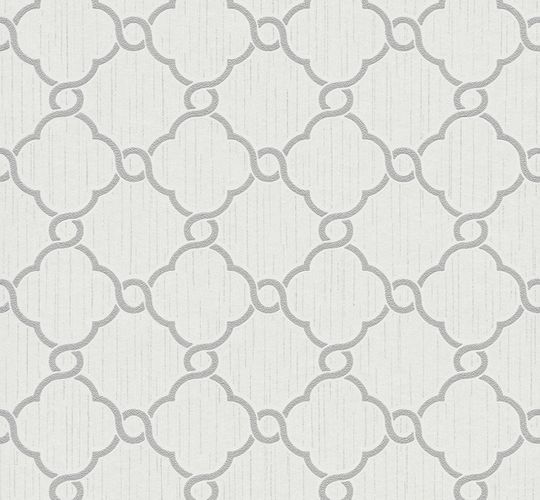 Wallpaper glitter ornaments white grey P+S Opal 02493-30