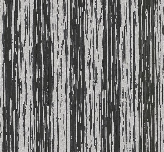 Wallpaper glitter stripes used black grey P+S Opal 02495-20