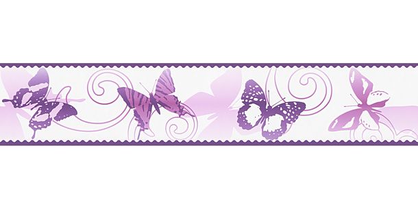 Roll picture Wallpaper Border Kids Butterfly white pink self-adhesive 9012-24