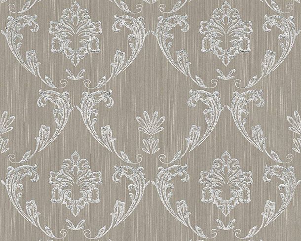 Article picture Wallpaper ornaments taupe silver Metallic Silk 30658-3
