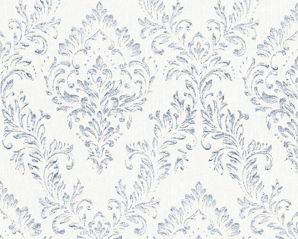 Article picture Wallpaper baroque floral white silver Metallic Silk 30659-1