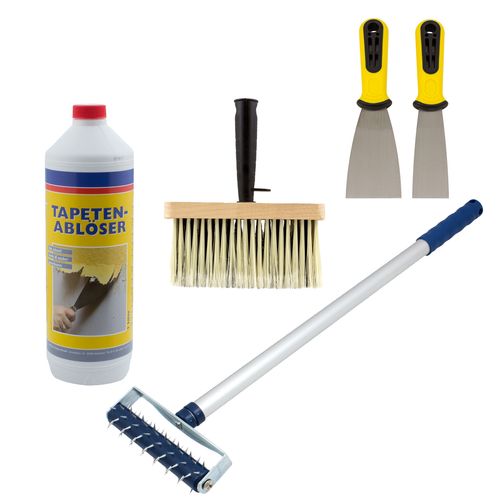 Wallpaper Remover Set Spike Roller Scraper Paste Brush