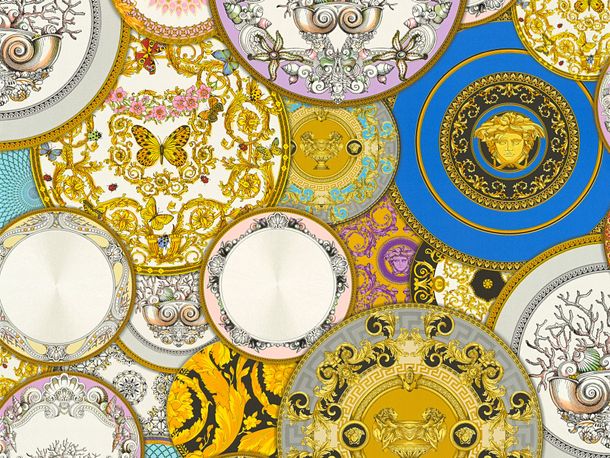 wallpaper Versace Home plates design metallic 34901-1