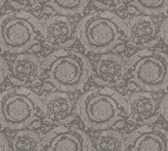 Wallpaper Versace Home flowers grey silver grey Metallic 93583-6