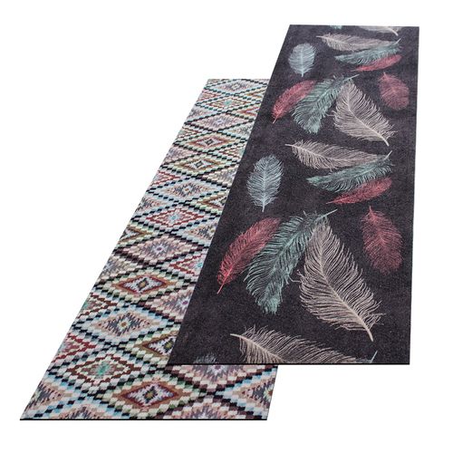 Runner Rug Carpet Feather Ethno Washable Hallway