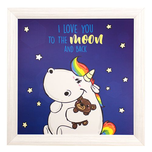 Unicorn Mural Chubby Unicorn Stars Luminous Picture 50 x 50cm