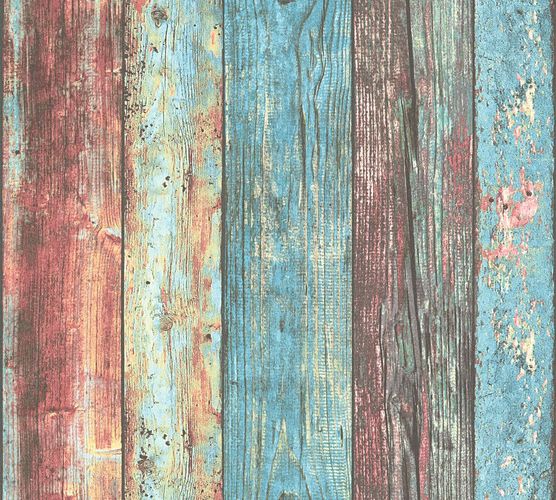 Wallpaper non woven wooden style used turquoise AS Creation 30723-1