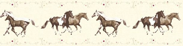 Kids Wallpaper Border horse pony cream brown Little Stars 35838-2