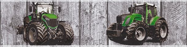 Kids Wallpaper Border tractor wooden grey green Little Stars 35843-1
