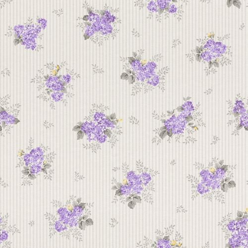 Wallpaper Rasch Textil stripes flower purple silver gloss 288932