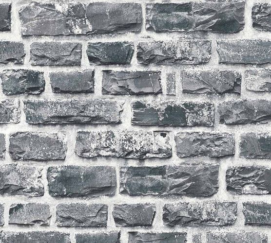 Wallpaper Neue Bude 2.0 stone bricks wall black grey 36140-4