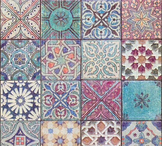 Wallpaper Neue Bude 2.0 mosaic tiles design colourful 36205-1