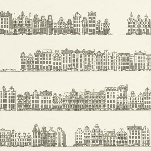 Image Wallpaper Row Houses white silver Glossy Rasch Textil 289540