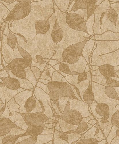 Non-woven Wallpaper Leaves bronze gold 109817