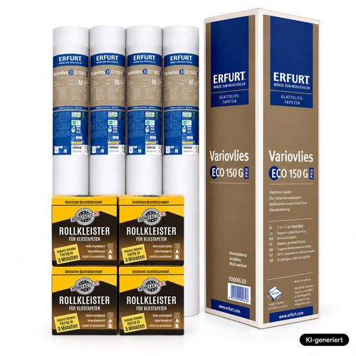4x Erfurt Lining Paper EcoVlies EV 150 G + Wallpaper Paste