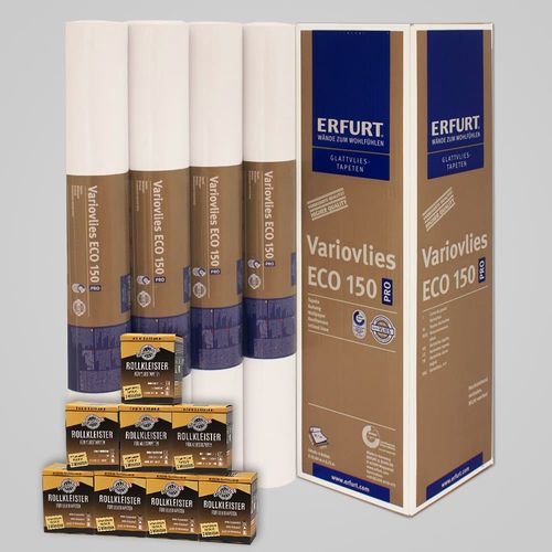 8x Erfurt Lining Paper EcoVlies EV 150 + Wallpaper Paste