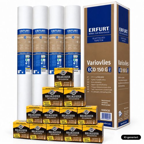 12x Erfurt Lining Paper EcoVlies EV 150 G + Wallpaper Paste