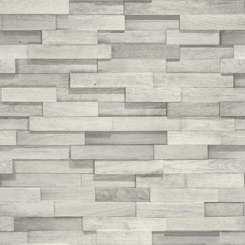 Image Non-Woven Wallpaper 3D wood design white grey GranDeco Facade FC2101
