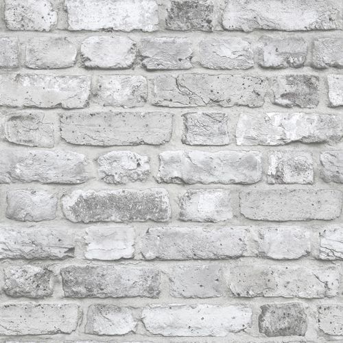 Image Non-Woven Wallpaper 3D stone wall white grey GranDeco Facade FC2503
