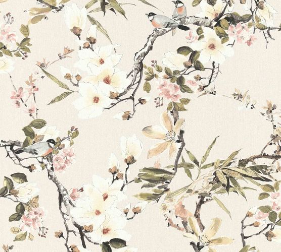 Photography Designer Wallpaper Non-Woven Michalsky birds cream green 36498-2