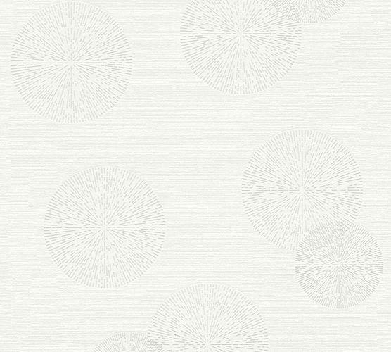 Non-Woven Wallpaper Circles Graphic white grey 34771-1