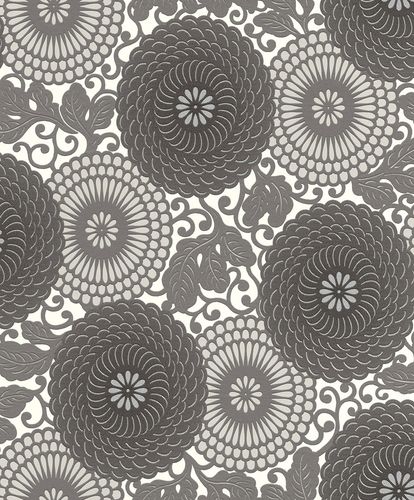 Article picture Non-woven wallpaper Rasch floral grey gloss Indian Summer 759020