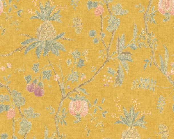  Non-Woven Wallpaper Tree Vintage yellow green 36719-4