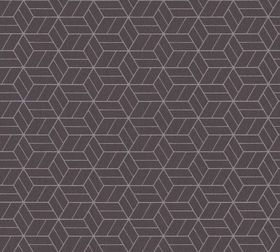 Non-Woven Wallpaper Graphic Cubes brown black Glitter